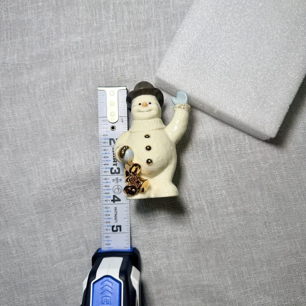 Lenox Snowman Figurine Gold Bells Top Hat Christmas Holiday Ivory Porcelain 4”